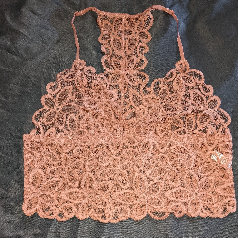 Relisting! Last chance! Peach Tones Lace Unlined Bralette Size Small